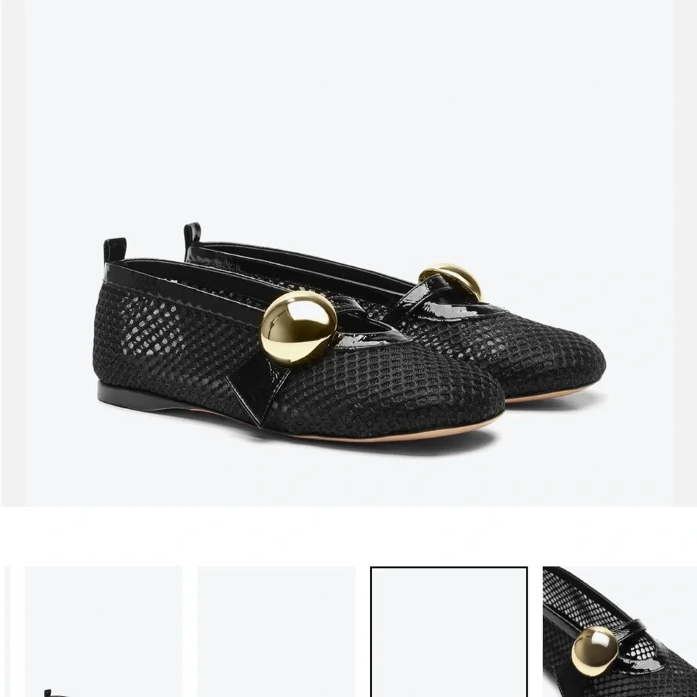 Chic Black Mesh Flats with Gold Accent - Picture 2 of 7